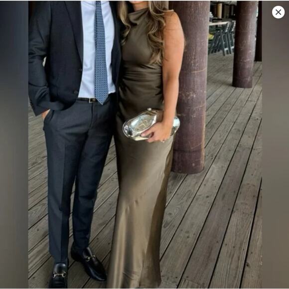 Reformation Anaiis Silk Maxi Dress Morel Size 8 Open Back - Picture 10 of 10